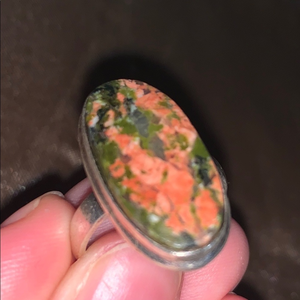 Unakite Sterling Silver Ring. Size 7.5